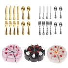 Миниатюрный игрушечный нож и вилка для торта, для мальчиков и девочек, 1 набор