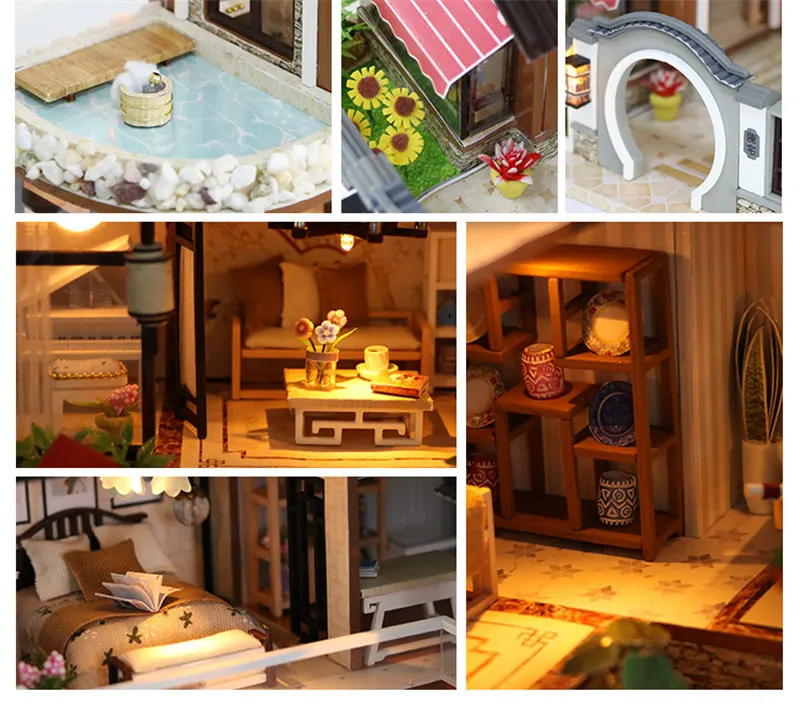 Миниатюрный Кукольный домик деревянный набор большая мебель diy кукольный сад