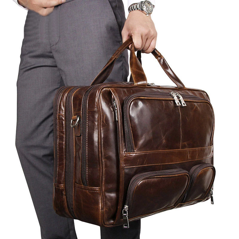 Luxury Designer Men's Genuine Leather Bags Briefcase Business Laptop Document Organizer Tote Handbag Messenger Strap Purse