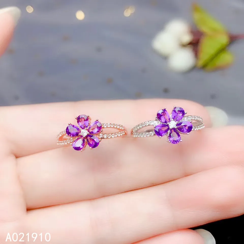 

KJJEAXCMY boutique jewelry 925 sterling silver inlaid Amethyst gemstone ladies ring trendy fashion