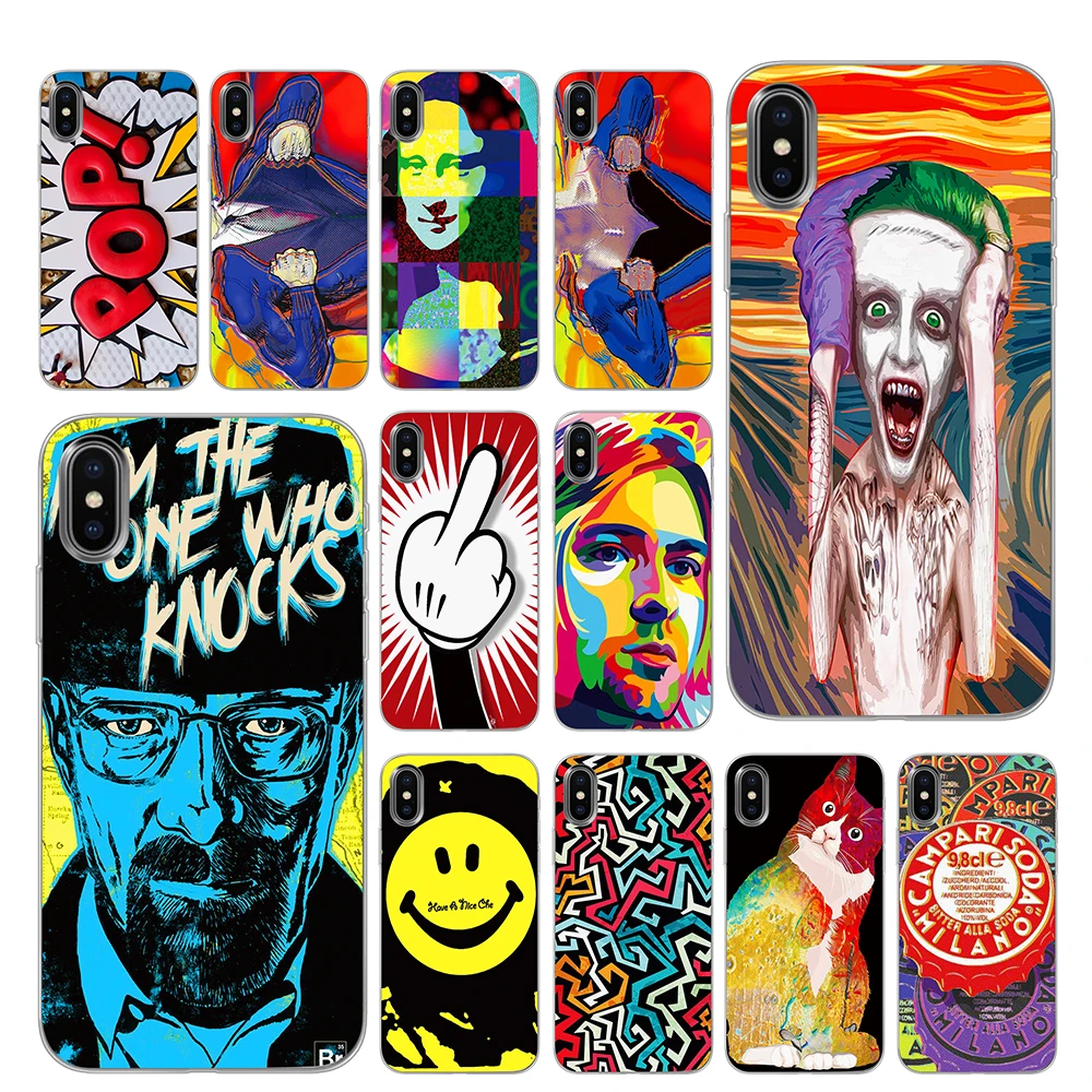 Классические картины чистый поп арт черный чехол ТПУ для iPhone 5 5S 6 6s 7 8 Plus X XS XR 11 Pro