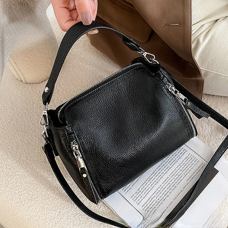 

2021 new leather solid color simple handbag designer ladies leather messenger shoulder bag handbag female bag