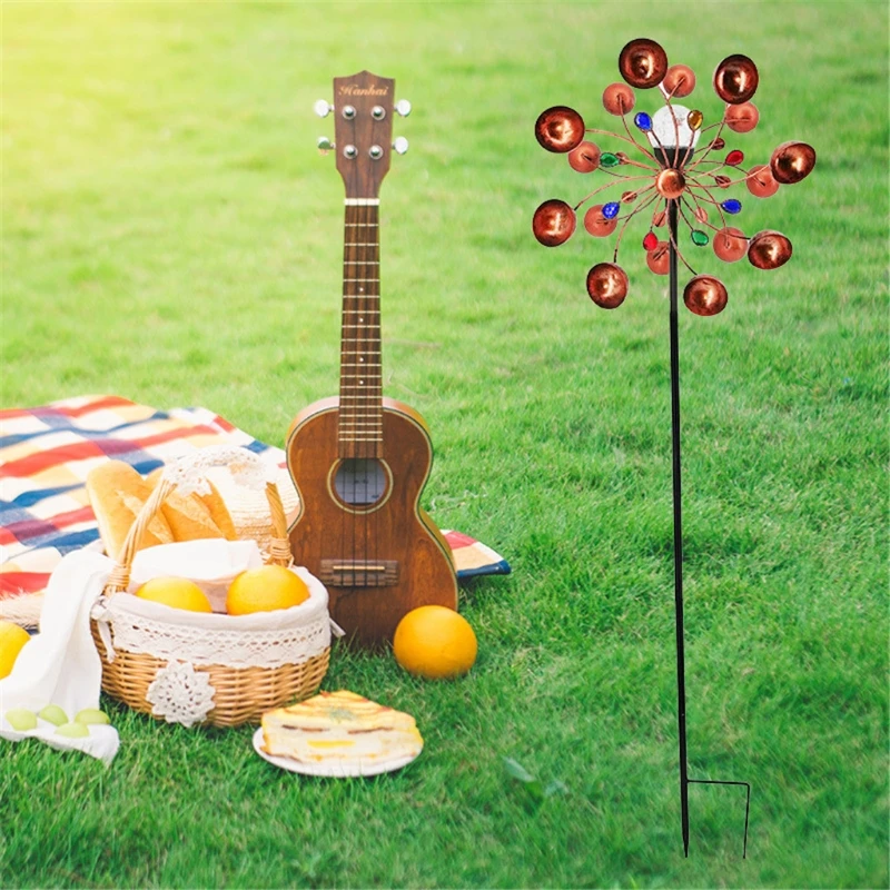 

Solar Wind Spinner Multi-Color Lights Easy Spinning Kinetic Metal Garden Decor N7MB