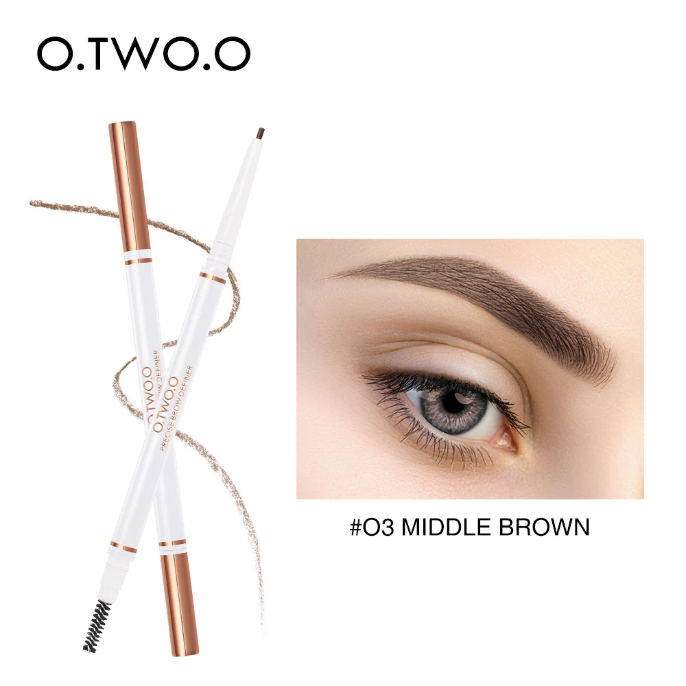03 middle brown O.TWO.O карандаш для бровей, водостойкий, натуральный, стойкий, ультра тонкий, 1,5 мм, для бровей, ТИНТ, косметика, карандаш для бровей, 4 вида цветов бровей, макияж - Цвет: 03 middle brown