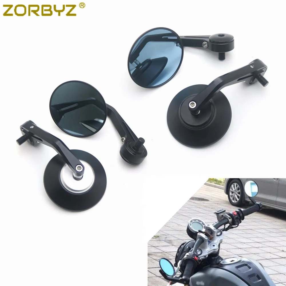 ZORBYZ 1 пара черное алюминиевое круглое боковое зеркало на руль мотоцикла с болтом