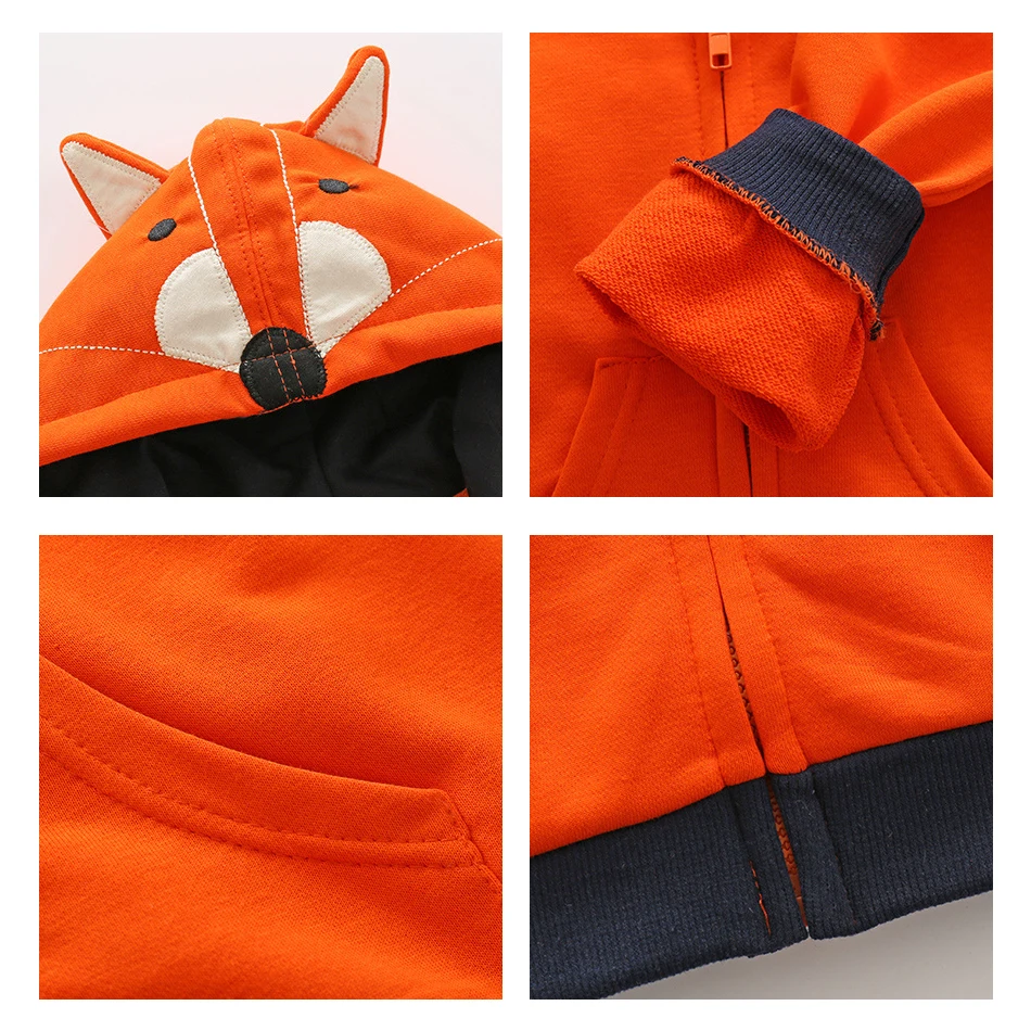 Kids Cartoon Coat Hoodies Tiger Jacket for Boy Girl Fox Animal Ear Hoody Kids Hooded Toddler Autumn Spring 18-6Y JYF