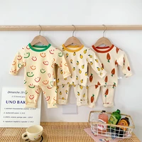 infant baby boys cartoon print pajamas set toddler kids cotton t shirt fashion girls warm clothes bebe tops pants suit 2pcs