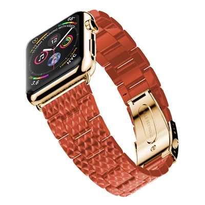 Роскошный ремешок для Apple watch 4 44 мм 40 мм iwatch band 42 мм 38 мм браслет из нержавеющей стали ремешок для Apple watch 3 2 1 42/38 мм - Цвет ремешка: Orange