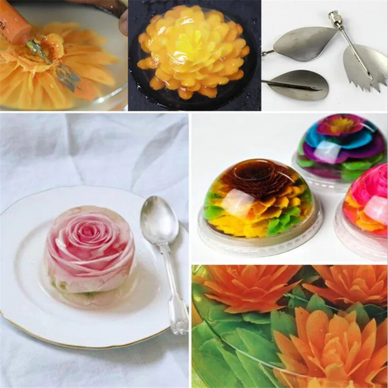 10pcs/set 3D Jelly Flower Art Tools Jelly Cake Gelatin Pudding Nozzle Syringe Russia Nozzle Set Cake Decorating Tools