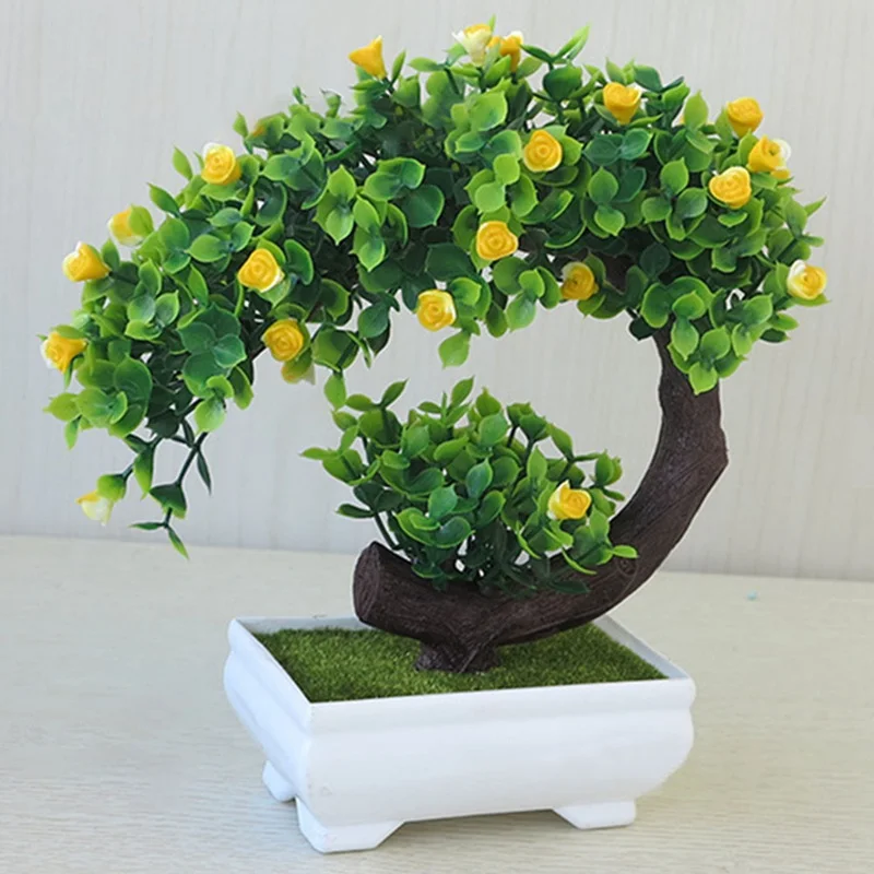 

Pine Bonsai Simulation Artificial Plants Potted Bonsai Green Small Tree Plant Fake Flowers Potted Ornaments Home Decor