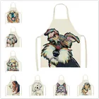 Льняной Фартук с красивым рисунком собаки Дамский фартук для выпечки искусственный Фартук мужской фартук для кафе и кухни