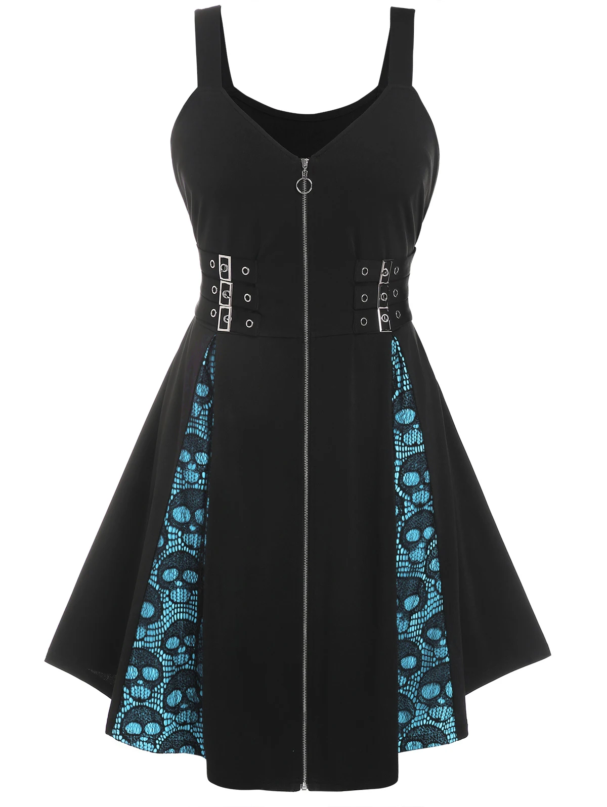 

Wipalo Full Zip Skull Lace Panel Dress Robe Femme