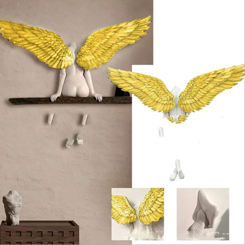 

Customized Angel resin handicraft ornaments wings background decoration new