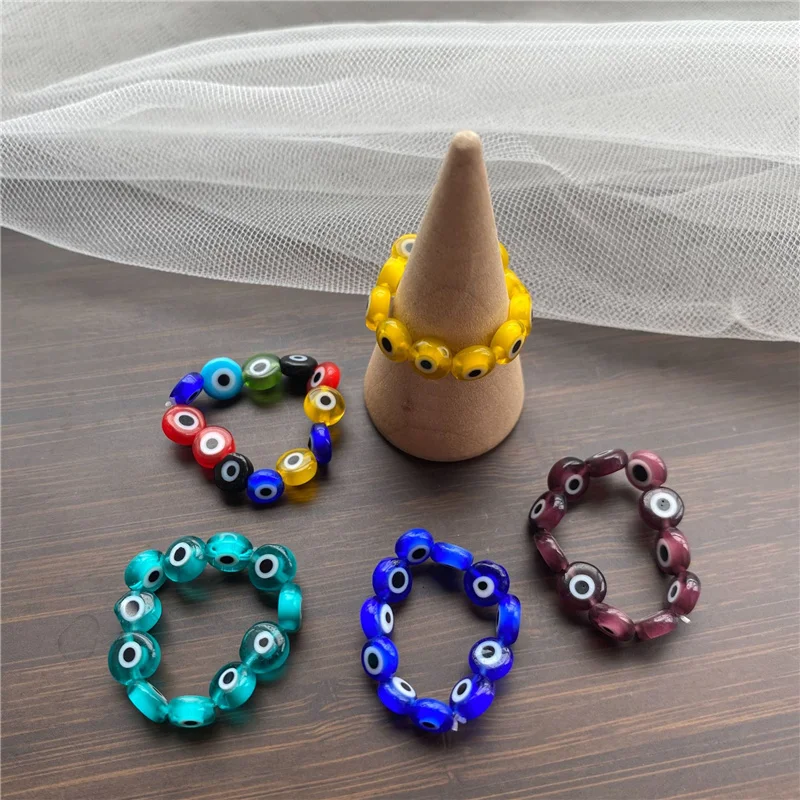 

The Evil Of Eye Rings For Women Girls Elastic Acrylic Ring Korean Style Finger Rings Boho Vintage Jewelry Anillos Bague