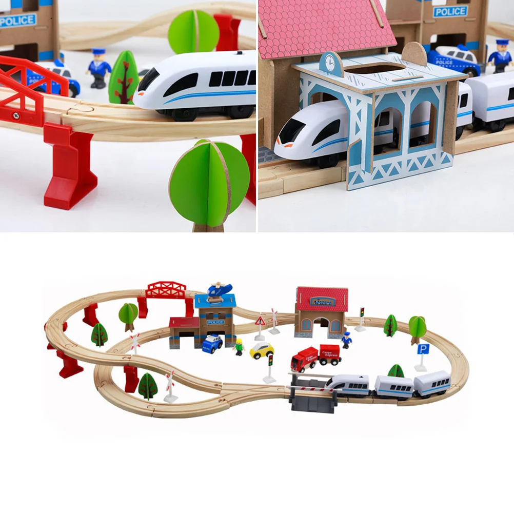 

88 шт./компл. набор железнодорожных треков, деревянный бочонок, детские игрушки-головоломки для автомобилей