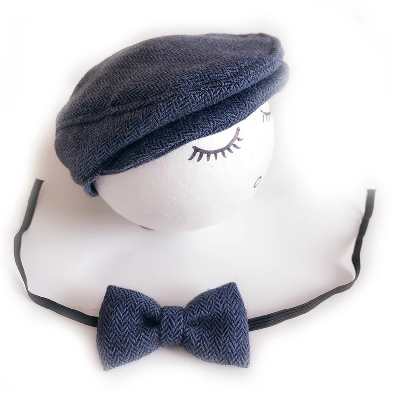 

Crochet Baby Hat And Tie Handmade Newborn Photography Props Baby Cap Beanie