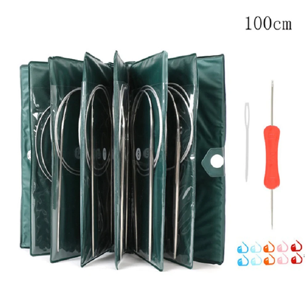 11 размеров круговые спицы из нержавеющей стали набор швейных игл для рукоделия