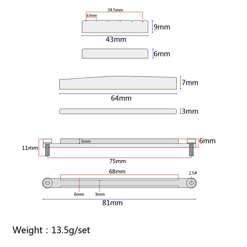 Гитара мост седло и Гайка Замена костная Седло с ферменной штангой гаечный ключ