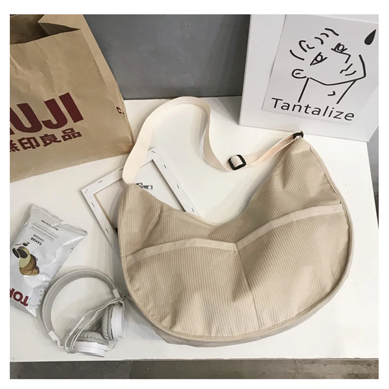 

Colla Women Large Capacity Casual Crossbody Bags Fashion Tend Corduroy Shopping Shoulder Bag Female Designer Dumpling Tote Bags
