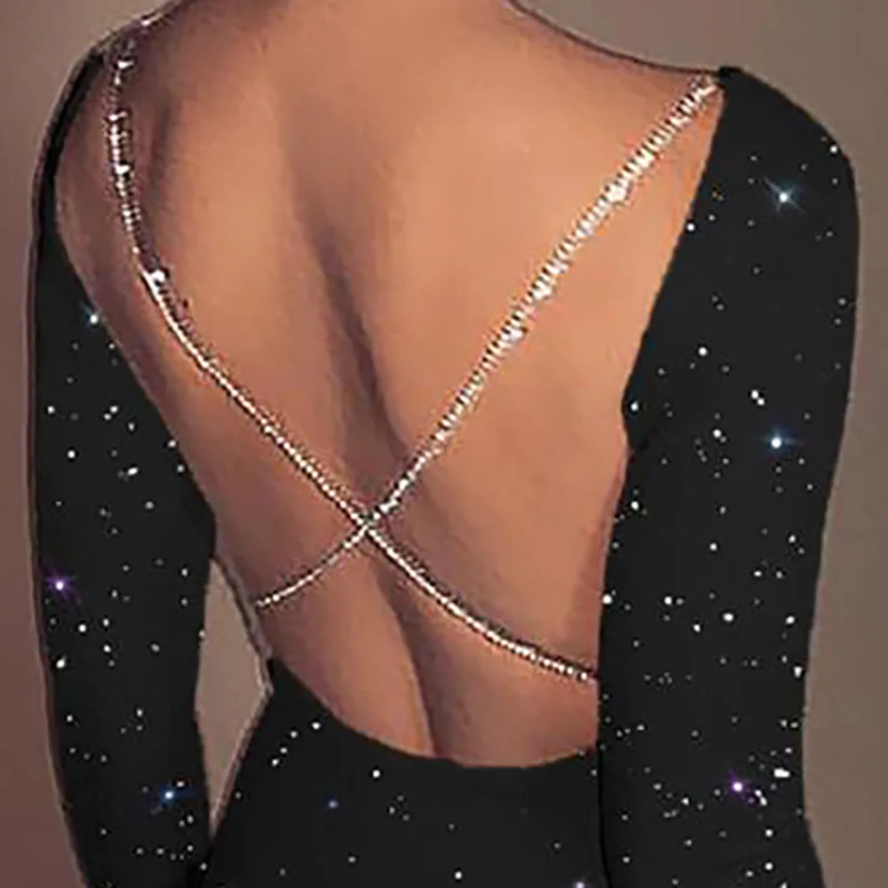 Осень Зима 2020 Новое Сексуальное Женское платье с длинным рукавом без спинки