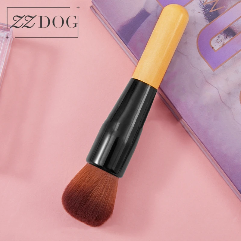 

ZZDOG 1Pcs Protable Powder Blusher Foundation Concealer Makeup Brushes Natural Hair Professional Wooden Handle Cosmetics Tools