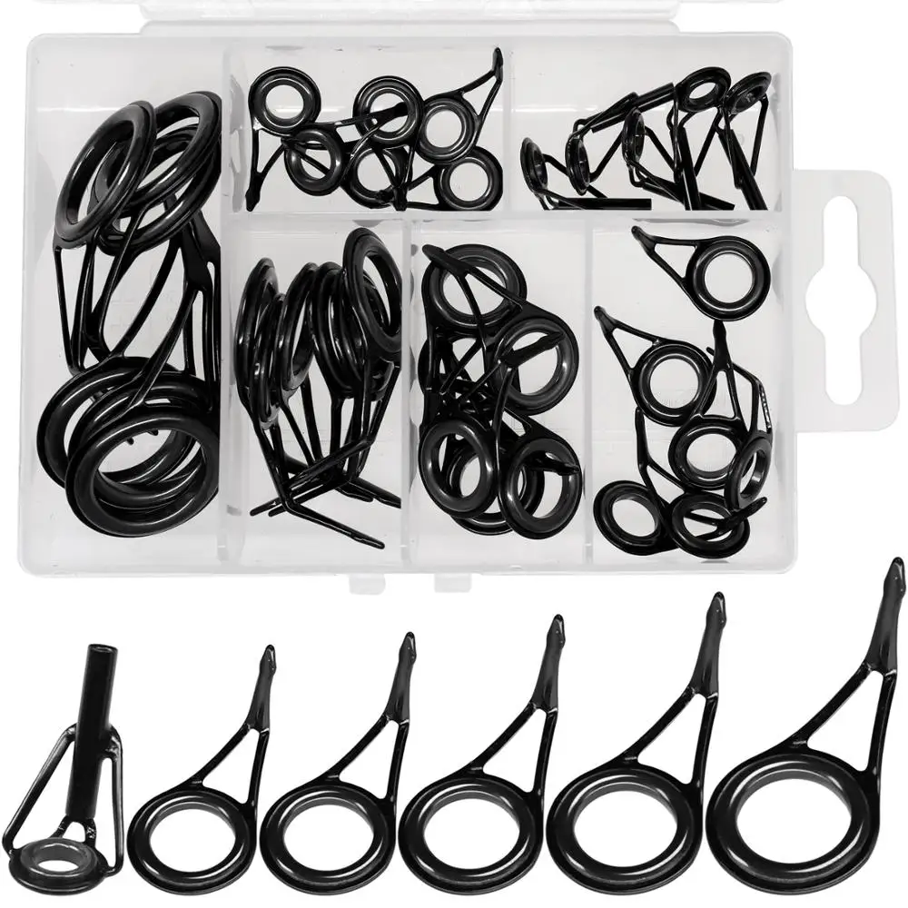 

35pcs/box Fishing Rod Guide Rings 2mm-18mm Fishing Guide Ring Repair Set Fishing Pole Guides Replacement Kit