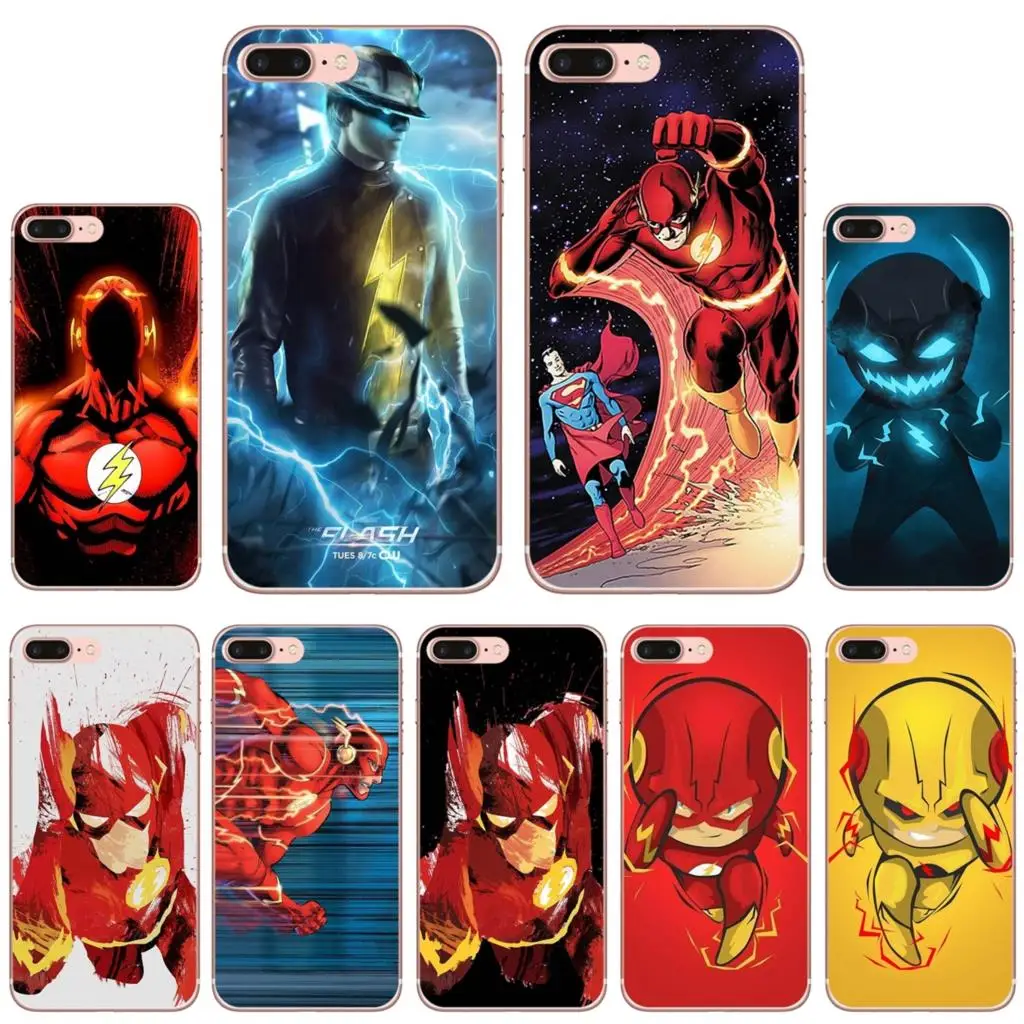 

For iPhone 10 11 12 13 Mini Pro 4S 5S SE 5C 6 6S 7 8 X XR XS Plus Max 2020 Soft Cover Comic Book Collages flash man logo