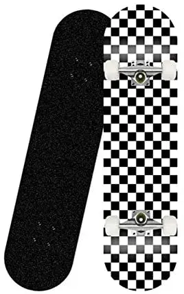 

Skateboard Complete 31 inches 7 Layer Maple Wood Double Kick Concave Skate Board for Adult Man,Chessboard