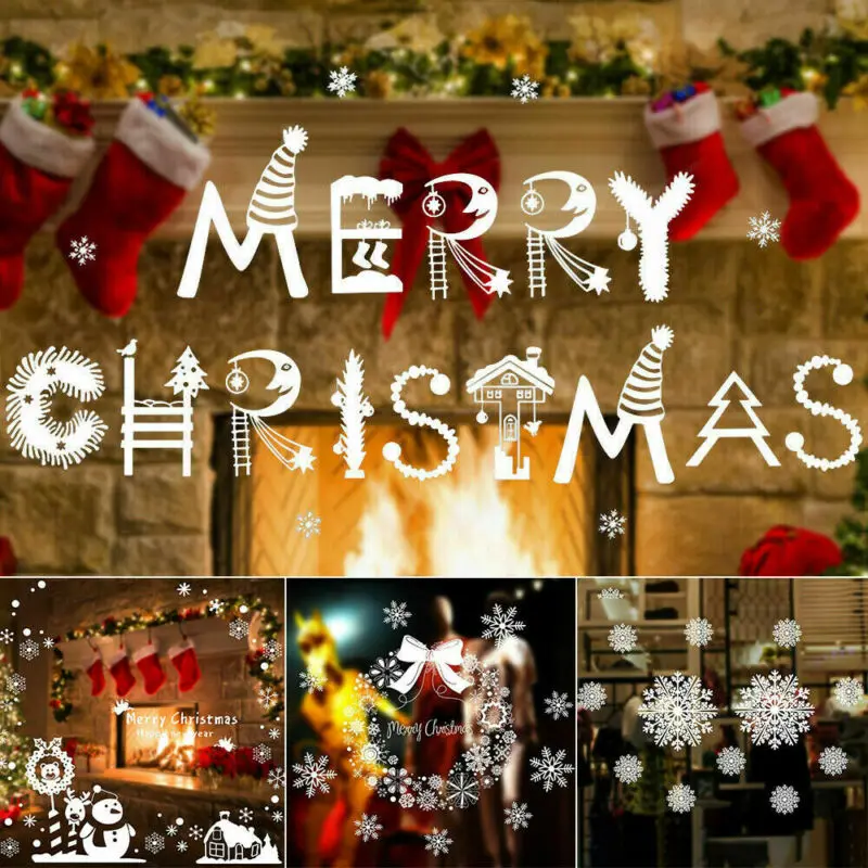 Рождественская Настенная Наклейка Рождество Дед Мороз съемные наклейки для окон