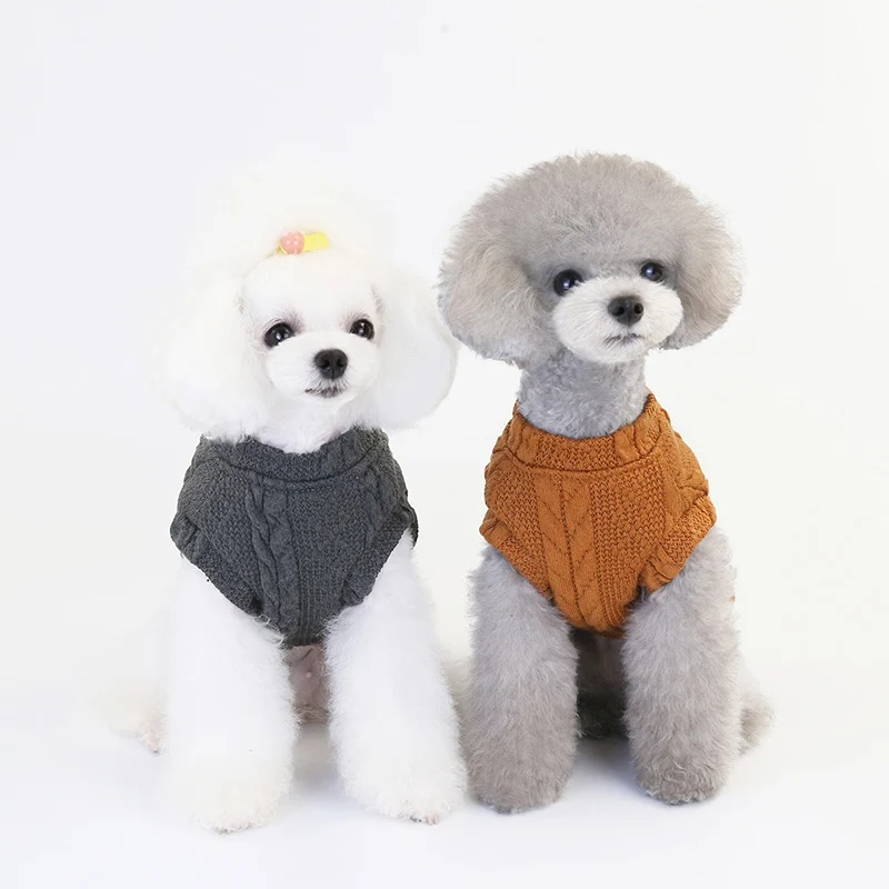 

Pet Autumn And Winter Warm Accessories Knitting Costume Plaid Dog Thickening Sweater