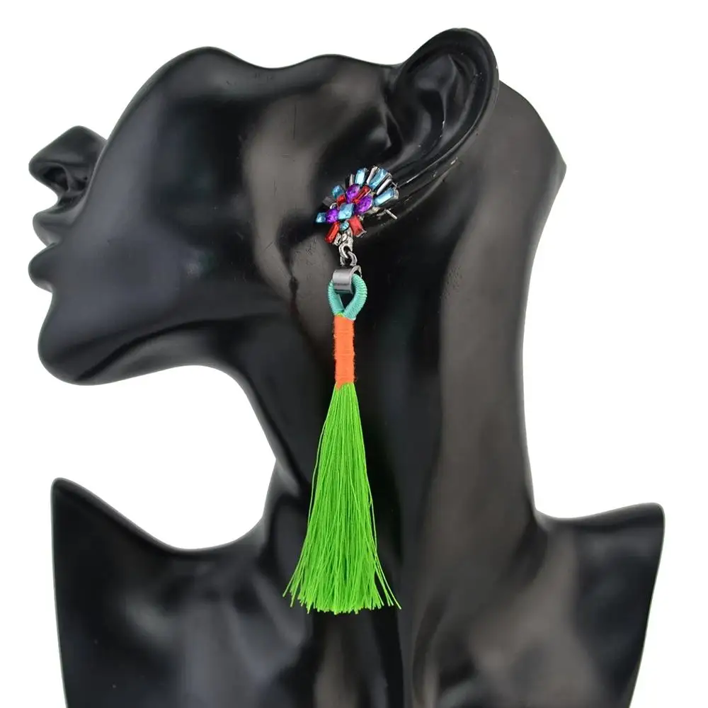 

Bohemian Tassel Earrings Gold Resin Beaded Color Round Drop Earrings for Women Wedding Long Fringed Earrings Jewelry Gift