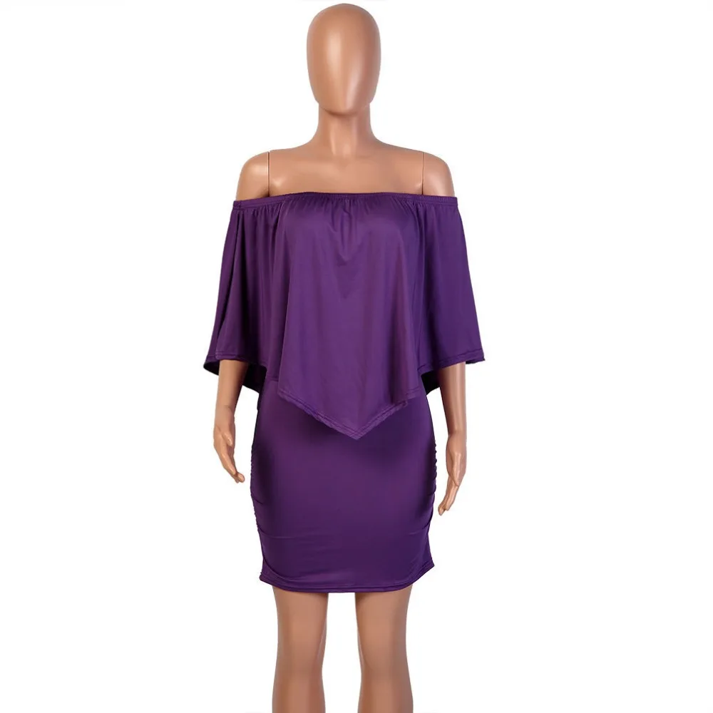 Women Red Off Shoulder Dress Sexy Slash Neck bodycon Beach Slim Mini Casual Ruffles Party Vestidos | Женская одежда