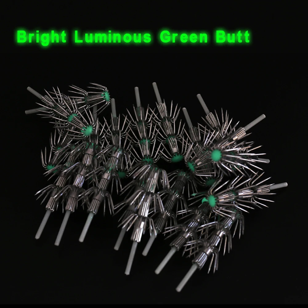 

Bimoo 20pcs 3 Rows Squid Jig Hook Luminous Squid Egi Fishing Lure Hooks for DIY repairing Fishing Accessory Size 2 2.5 3 3.5 4