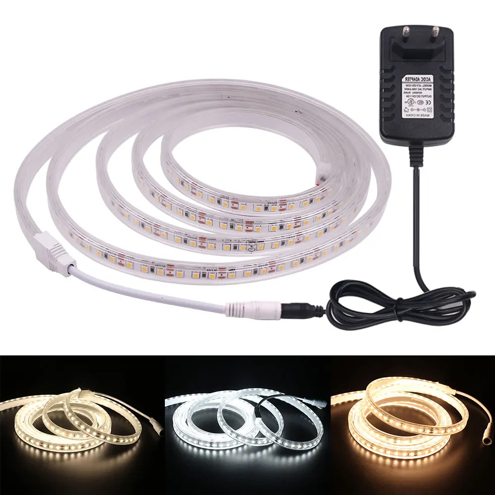 12V 24V Светодиодные ленты светильник SMD 2835 120 светодиодов/m Водонепроницаемый