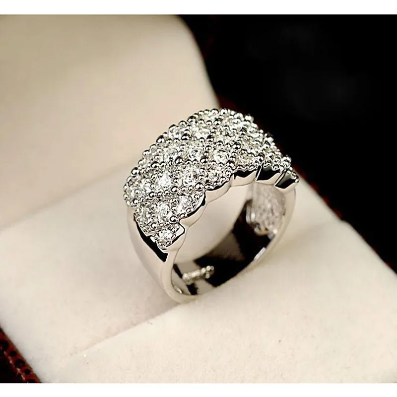 Австрийские хрустальные Широкие Свадебные кольца на палец для женщин с