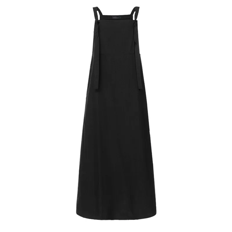 

Women Fashion Dress Sling Slash Neck Literary Temperament Women Clothes Sleeveless Linen A Line Korean Fashion Style Streetwear