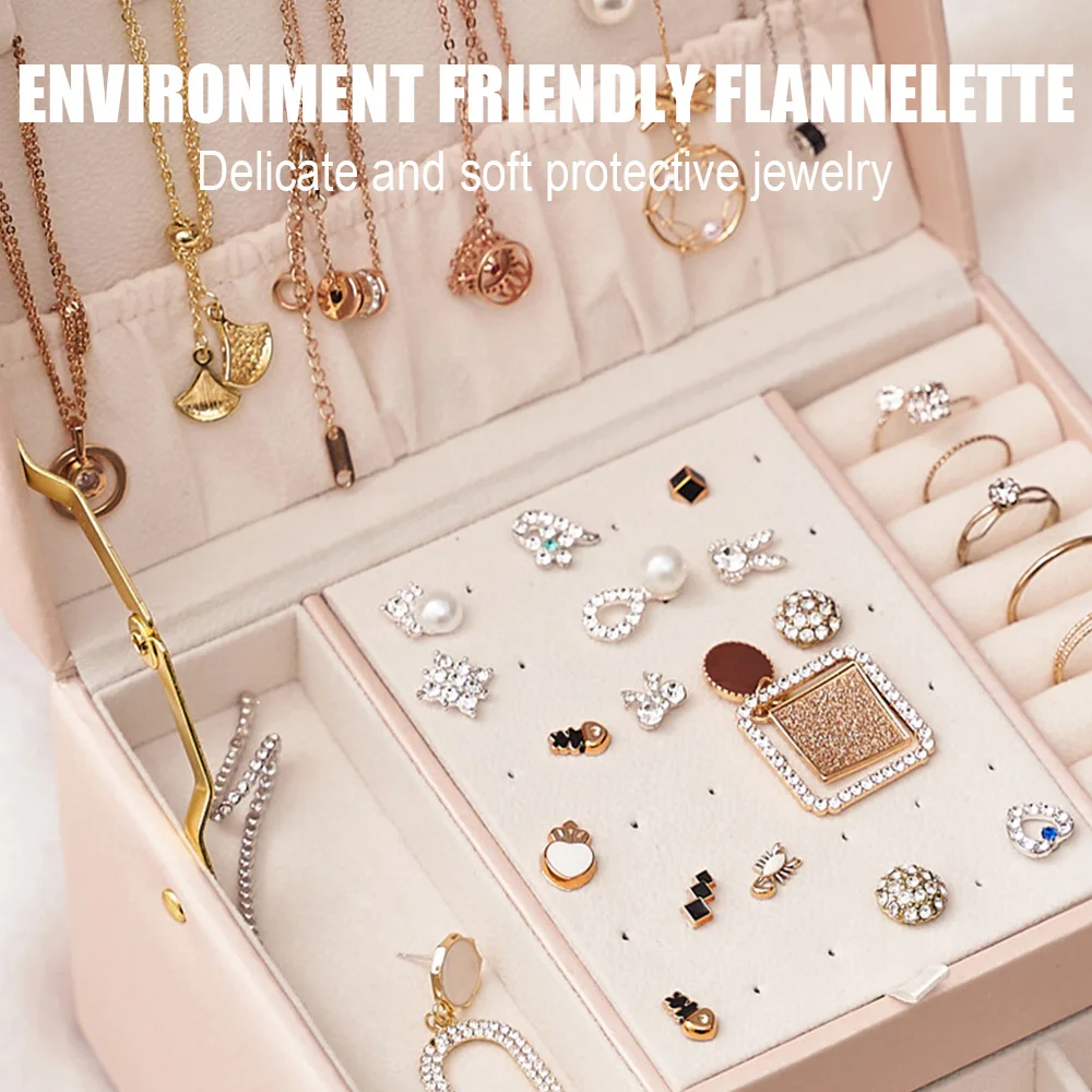 

3 Layer Jewelry Box Portable Earring Studs Braclet Necklance Rings Storage Organizer PU Leather Jewelry Box for Travel