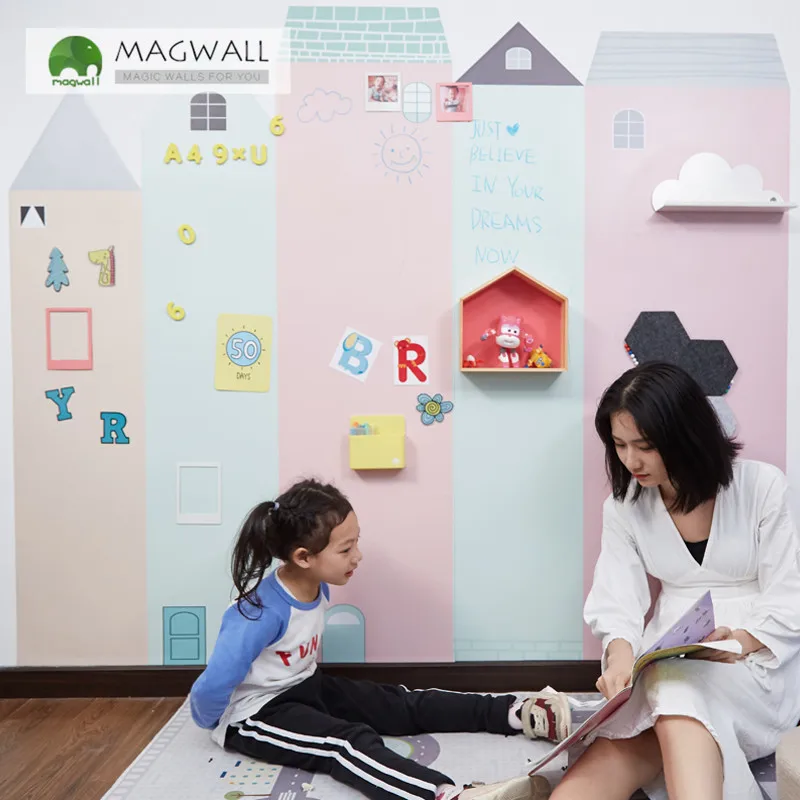Magwall magnetic castle theme children graffiti wallpaper 1*1m A-G style smooth writing eco-friendly soft board