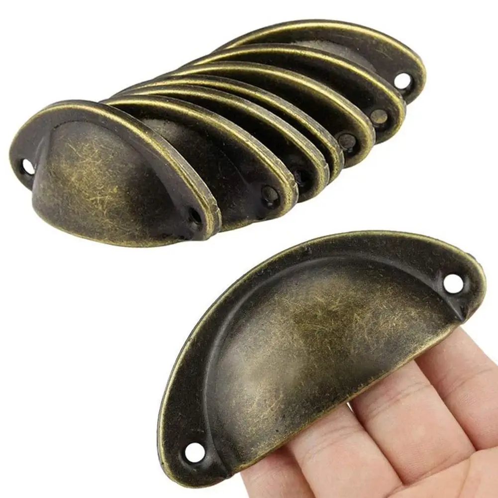 12Pcs/Set Iron Art Vintage Shell Shaped Metal Cabinet Pull Handles Door Drawer Wardrobe Knobs Furniture Hardware Accessories - купить по