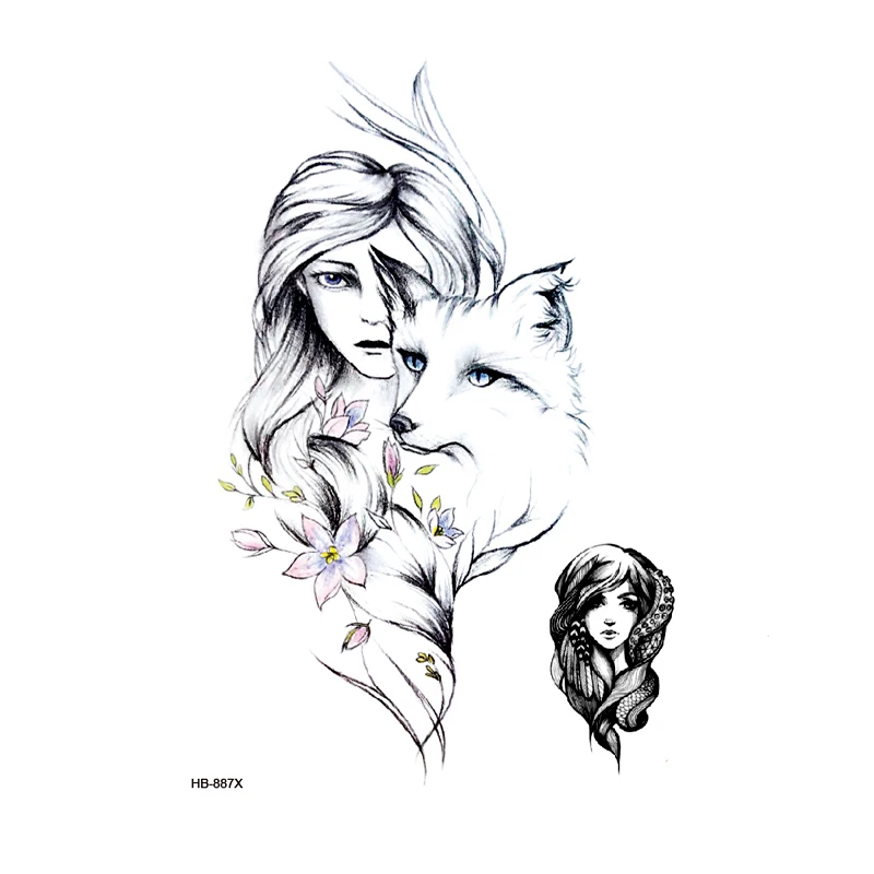 Красота Лиса Водонепроницаемый временная татуировка Стикеры в флэш тату и