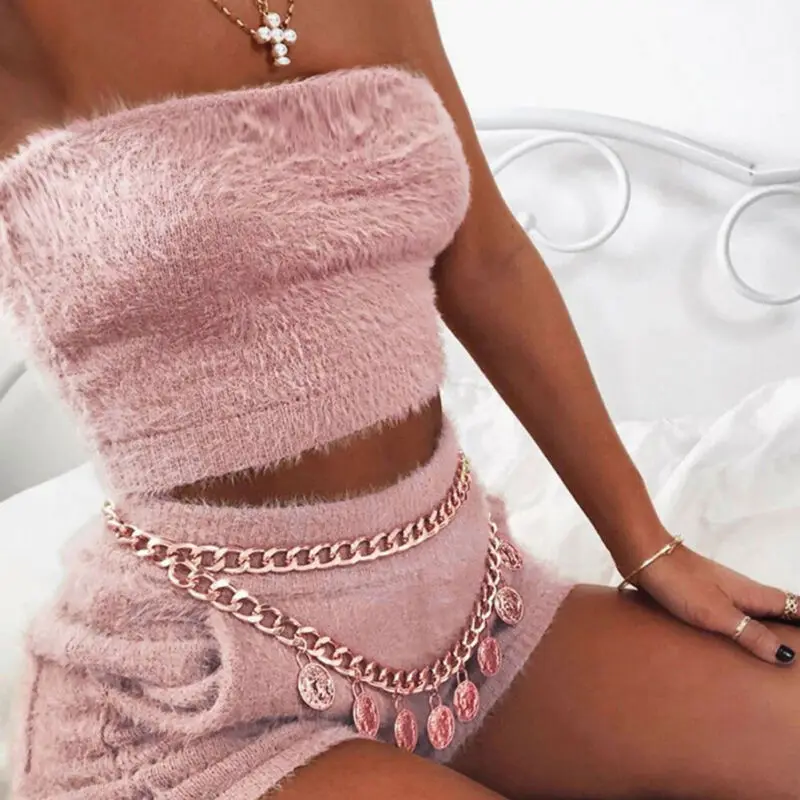 Women Crop Top Solid Color Short Skirt Bodycon Evening Cocktail Party Two Piece Set Dress 2020 Newest Trendy | Женская одежда