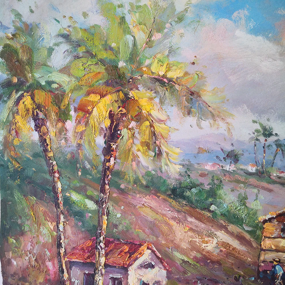 

Tropical seaport scenery Handpaint Impression of the scenery