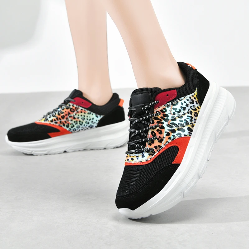 

Women's Chunky Sneakers 2021 Fashion Women Platform Shoes Lace Up Pink Vulcanize Shoes Womens Female Trainers Dad Shoes