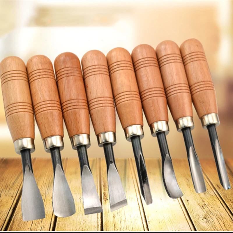 

HOT 8Pcs/set For Carving Dry Hand Wood Carving Tools Chip Detail Chisel Set Knives tool
