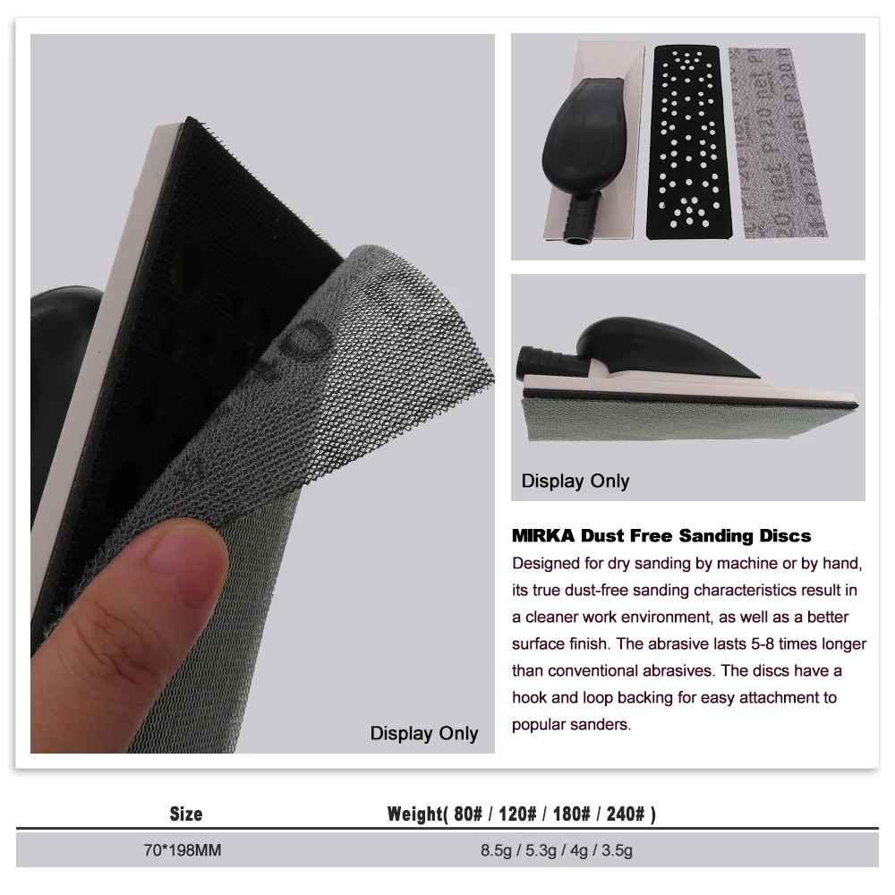 

15 Pcs 198*70mm Mesh Abrasive Dust Free Sanding Discs Anti-blocking Dry Grinding Sandpaper 80 to 320 Grit Hook Loop