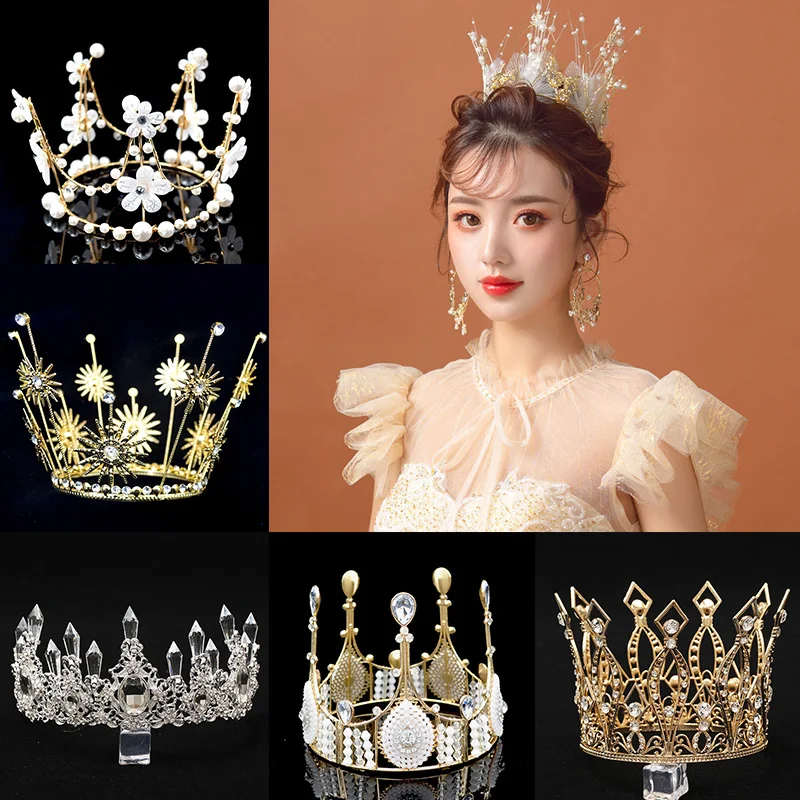 

Elegant Bride Hair Accessories Charming Rhinestone Crown Women Headdress Princess Headpiece Hair Hoop Headwrap Cake Decoration