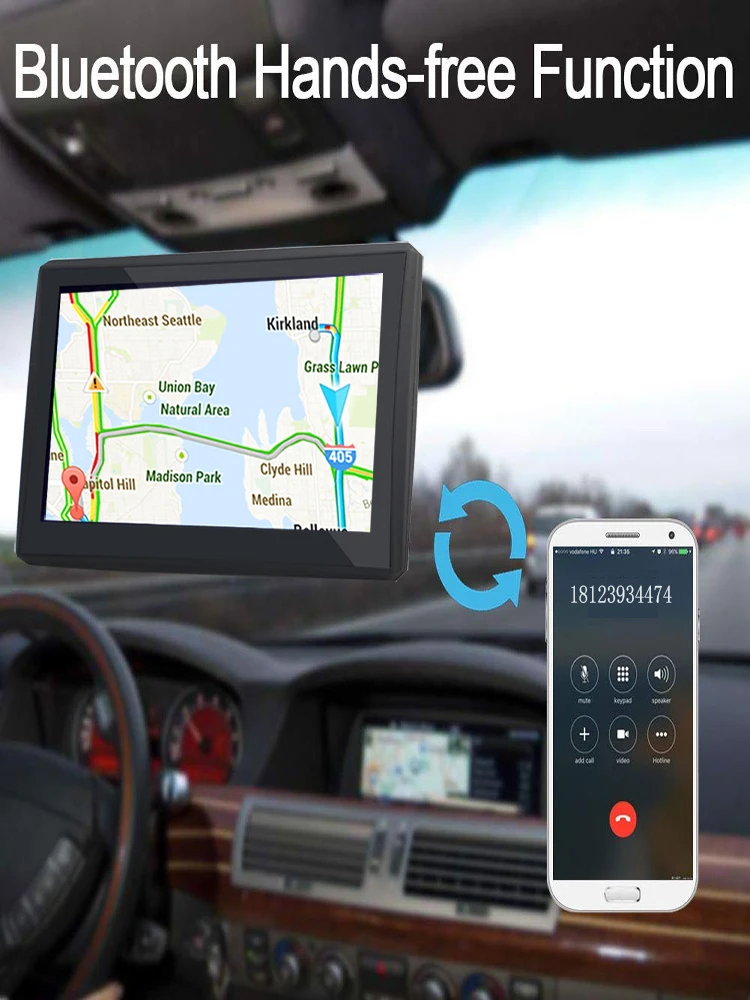 Автомобильный GPS навигатор с камерой видеорегистратор Android спутниковый Wifi + Bluetooth