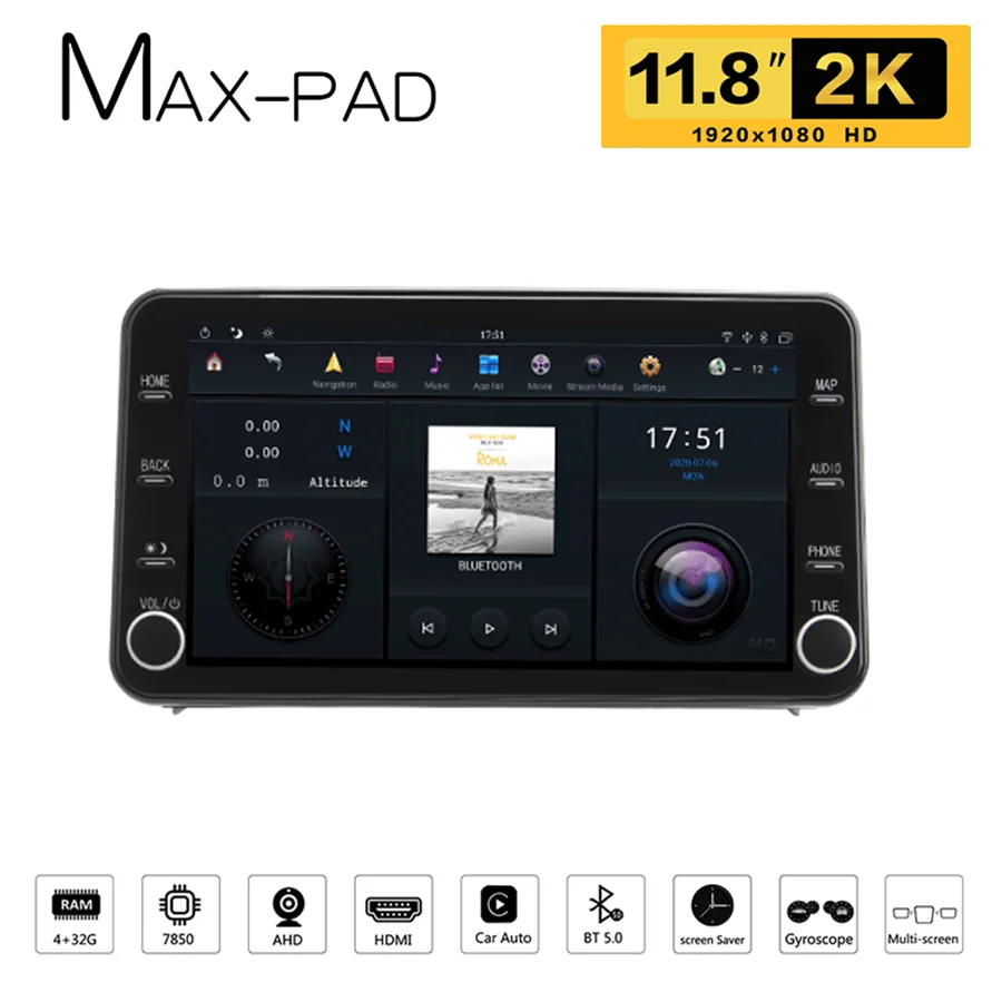 

11,8 дюймов MAX-PAD для 2019 2020 Honda кридер потоковый медиа навигации 4K HD видео игры Экран PX6 автомобильный мультимедийный плеер