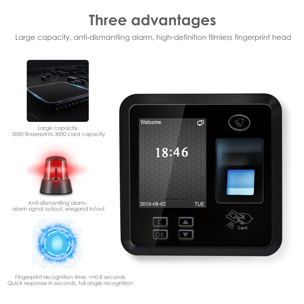 TCP/IP Fingerprint RFID 125Khz Time Attendance Smart Door Access Control System Kit Standalone Keypad 3000 User Bell | Безопасность и