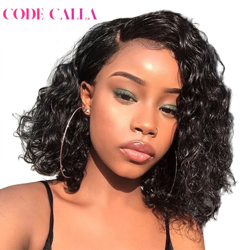 

Short Bob Wig Water Wave Lace Front Human Hair Wigs 13x4x1 Brazilian Bob Lace Closure Wigs Pixie Cut Bob Curly Human Hair Wig